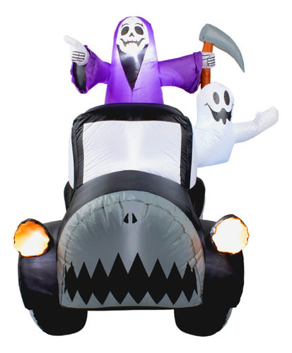 Inflable Halloween Auto Fantasma Embrujado Luz Led 2 Mts