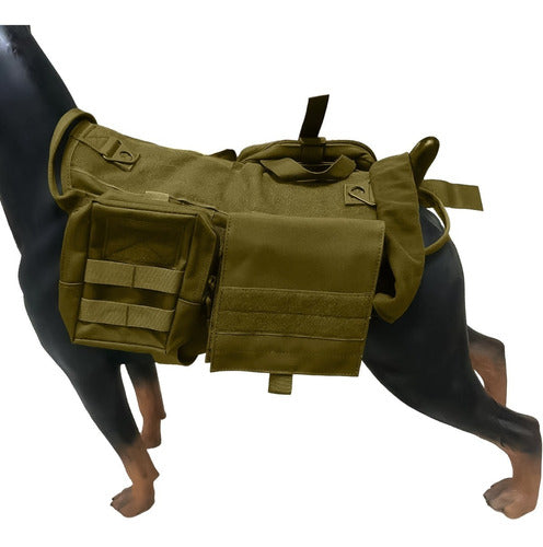 Pechera Chaleco Tactico Militar Perro Talla Mediana Bolsas Cafe