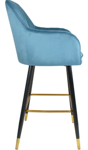 Silla Alta Tapizada Sillon Eames Azul Terciopelo