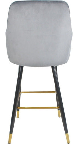 Silla Alta Tapizada Banco Sillon Eames Gris Terciopelo