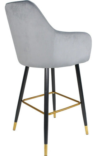 Silla Alta Tapizada Banco Sillon Eames Gris Terciopelo