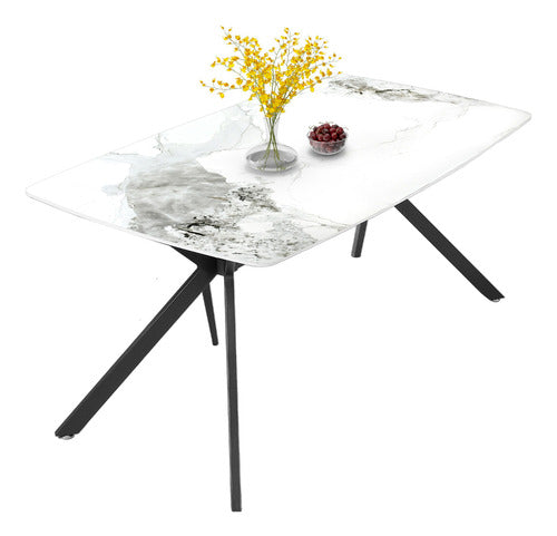 Mesa Comedor 6 Pers Marmol Granito Lujo Premium 162x90x74