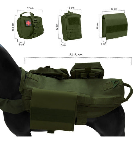 Pechera Chaleco Tactico Militar Perro Talla Extra Grande Bolsas Negro