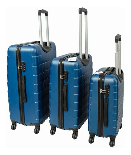 Juego Maletas Viaje Set 3 Maleta Rigidas Ruedas Vacaciones Azul