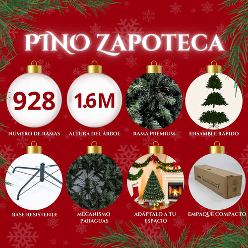 Arbol Navidad Artificial Premium Verde 1.60m Pino Frondoso