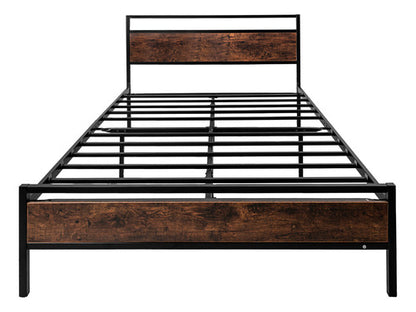 Base Cama Matrimonial Country Tipo Madera Moderna Metal