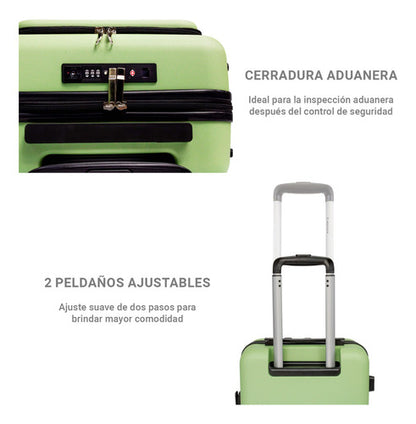 Set 2 Maletas Viaje Verde Cabina Avion 21 Y 18 4 Ruedas 360°