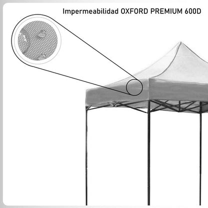 Carpa Toldo 3x3 Reforzado Plegable Impermeable Jardin blanco