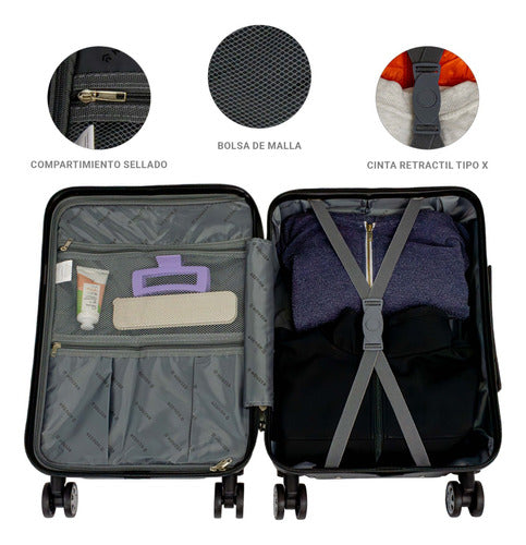 Set 2 Maletas Viaje Gris Cabina Avion 21 Y 18 4 Ruedas 360°