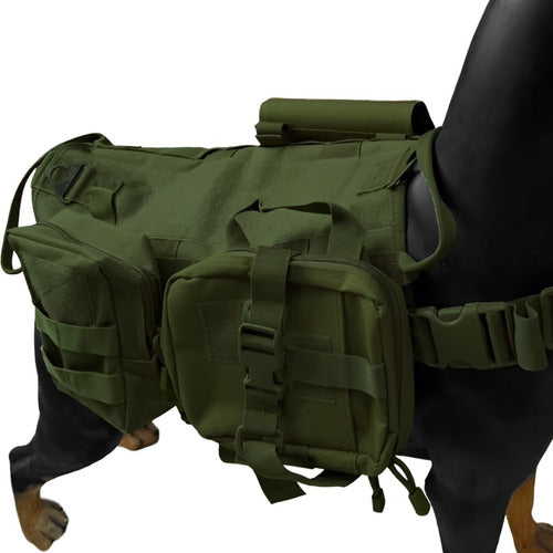 Pechera Chaleco Tactico Militar Perro Talla Extra Grande Bolsas Negro