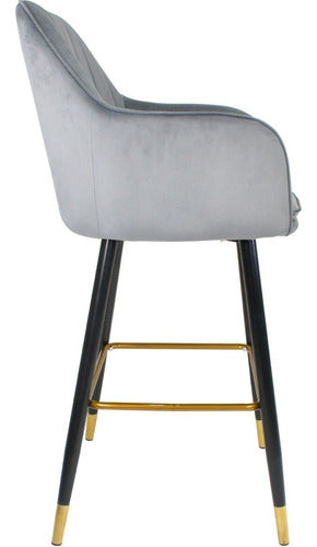 Silla Alta Tapizada Banco Sillon Eames Gris Terciopelo