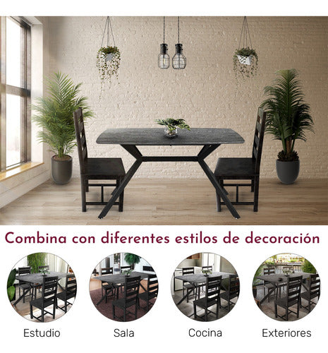 Mesa Comedor Nordico 4pers Gris Casa Hogar Lujo 130x80x74