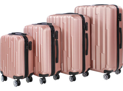 Set Juego 4 Maletas Rosa Metalico Equipaje Viaje Ultra Resistente 4 Ruedas