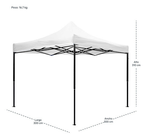 Carpa Toldo 3x3 Plegable Con Lona Impermeable 600d + Bolsa