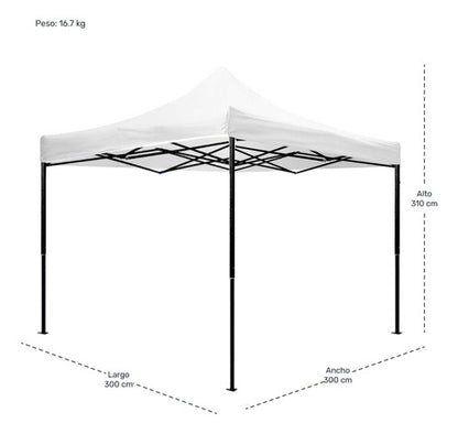 Carpa Toldo 3x3 Plegable Con Lona Impermeable 600d + Bolsa