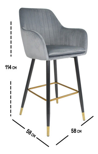 Silla Alta Tapizada Banco Sillon Eames Gris Terciopelo