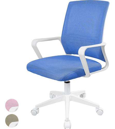 Silla Oficina Ajustable Ergonomica Escritorio Giratoria Azul