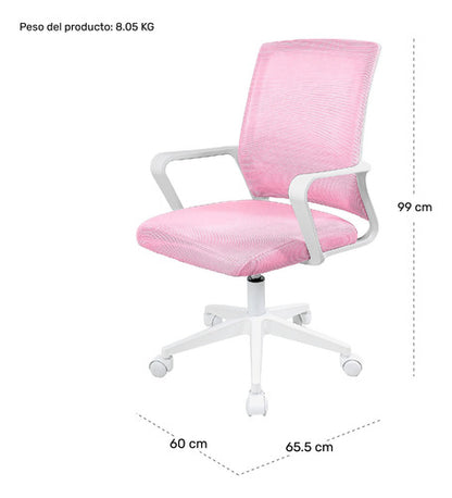 Silla Oficina Ajustable Ergonomica Escritorio Giratoria Rosa