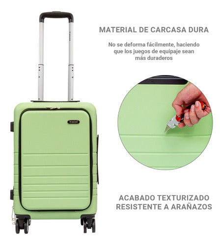 Set 2 Maletas Viaje Verde Cabina Avion 21 Y 18 4 Ruedas 360°