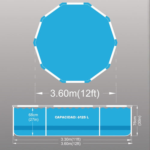 Alberca Redonda 365cm Diametro 76cm Altura + Bomba Y Filtrox