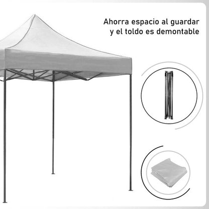 Carpa Toldo 3x3 Reforzado Plegable Impermeable Jardin blanco