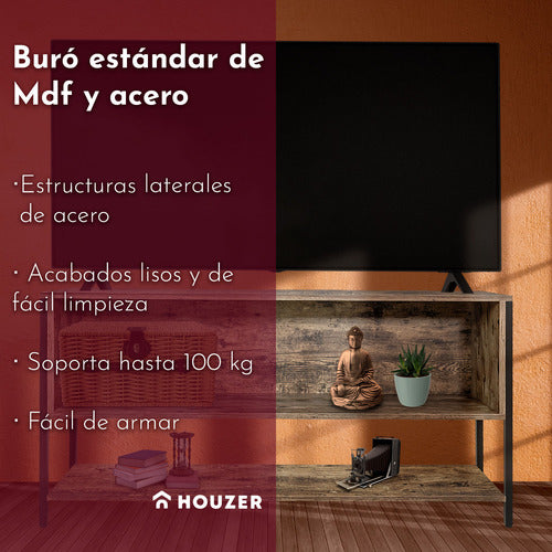 Mueble Tv 60 Indutrial 3 Niveles Moderno 1.2m Cafe