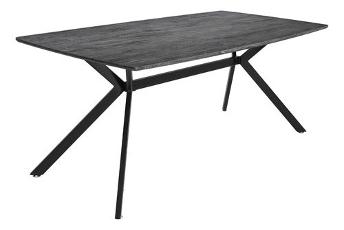 Mesa Comedor 6 Pers Nordico Gris Hogar Lujo 180x90x73