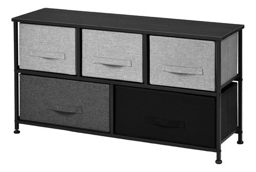 Mueble Buro Organizador Comoda Tela Metal 5 Cajoneras