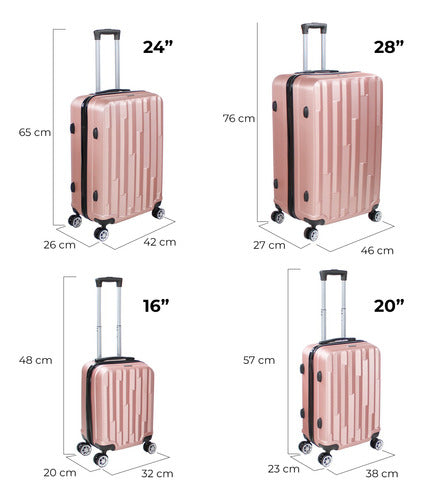 Set Juego 4 Maletas Rosa Metalico Equipaje Viaje Ultra Resistente 4 Ruedas