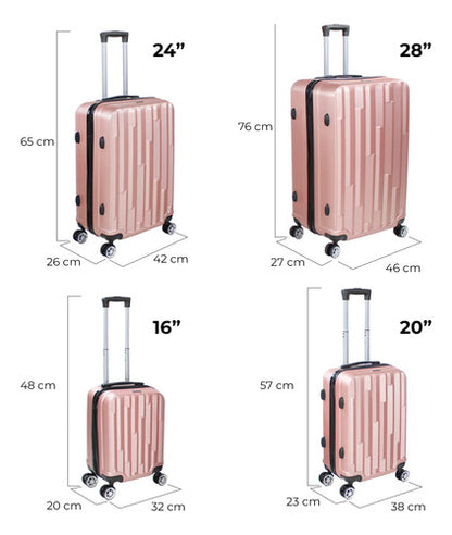 Set Juego 4 Maletas Rosa Metalico Equipaje Viaje Ultra Resistente 4 Ruedas