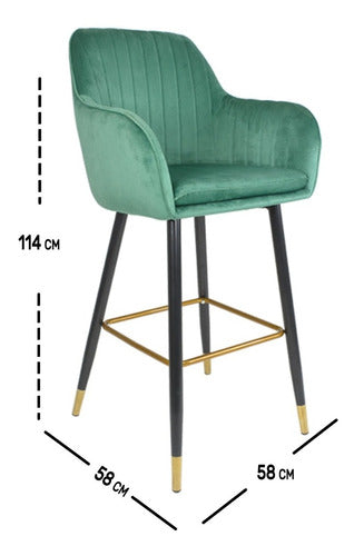 Silla Alta Tapizada Banco Sillon Eames Verde Terciopelo