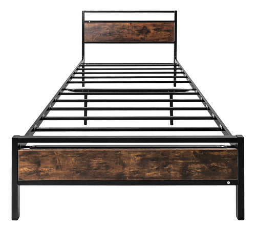 Base Cama Country Tipo Madera Individual Moderna Metal Acero