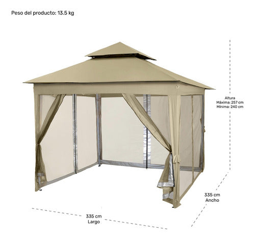 Toldo Carpa Gazebo 3x3 Plegable Mosquitero Exterior