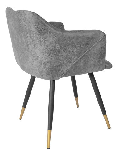 Set 2 Sillas Sillones Juego Comedor Cocina Suede Gamuza Gris