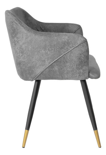 Set 2 Sillas Sillones Juego Comedor Cocina Suede Gamuza Gris