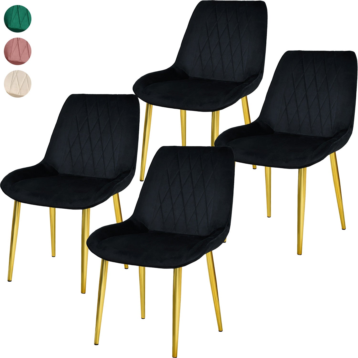 Silla Comedor Tapizadas Terciopelo Elegantes Negro