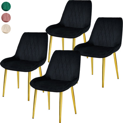 Silla Comedor Tapizadas Terciopelo Elegantes Negro