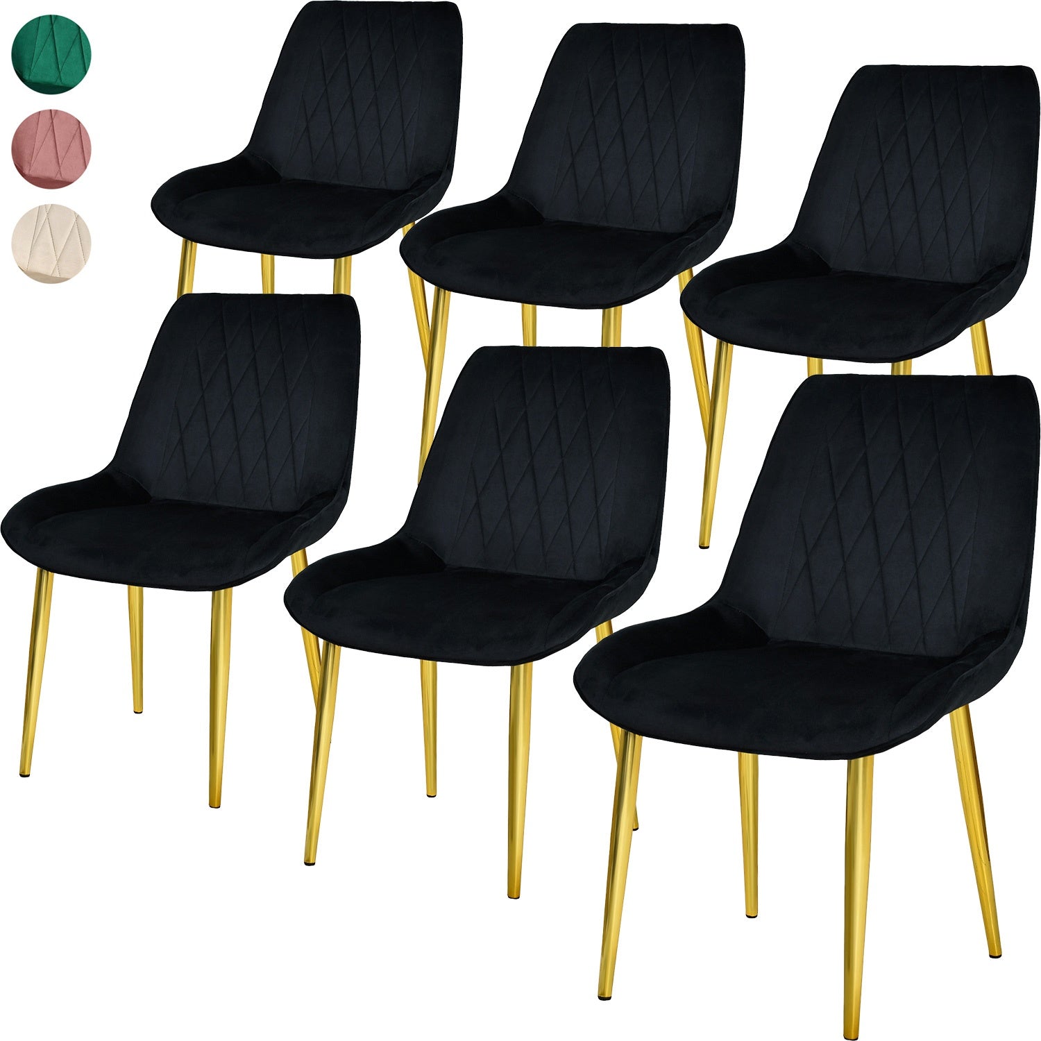 Silla Comedor Tapizadas Terciopelo Elegantes Negro