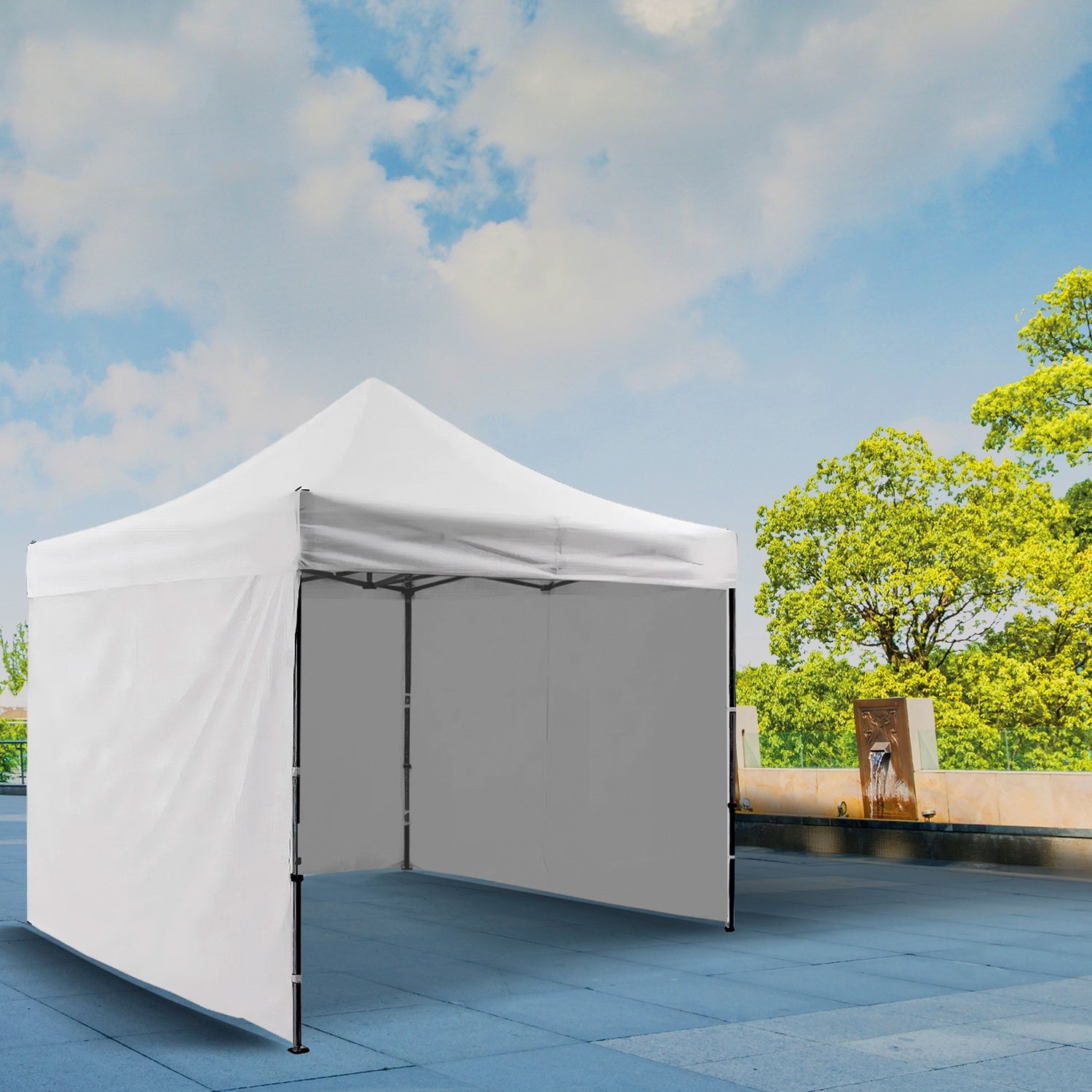 Carpa Paredes Lona 3m X 3m Plegable Impermeable Toldo Color Blanco