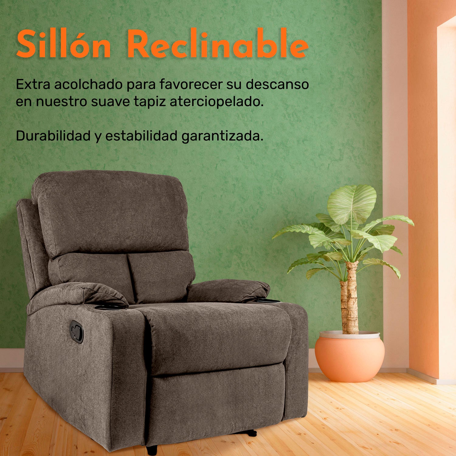 Sillón Reclinable Reposet Moderno Minimalista Sala Cafe