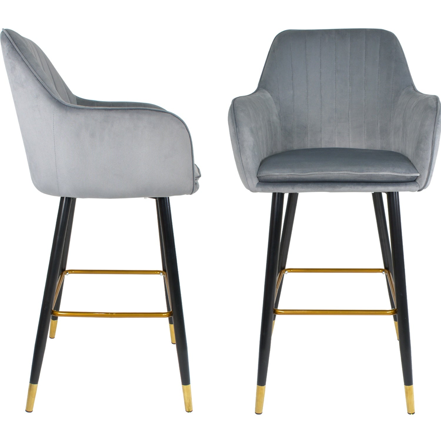 Silla Alta Tapizada Banco Sillon Eames Gris Terciopelo
