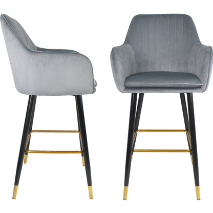 Silla Alta Tapizada Banco Sillon Eames Gris Terciopelo