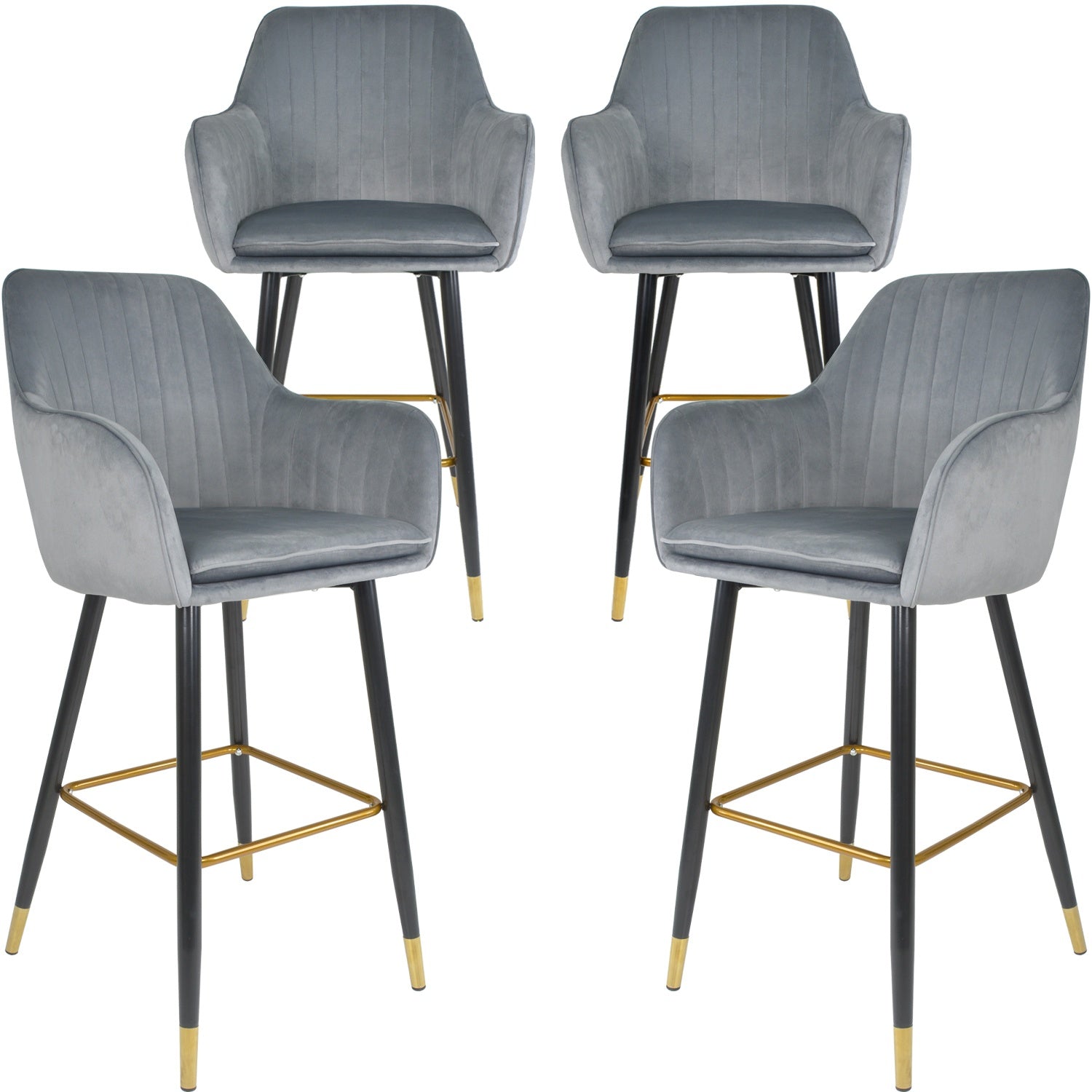 Silla Alta Tapizada Banco Sillon Eames Gris Terciopelo