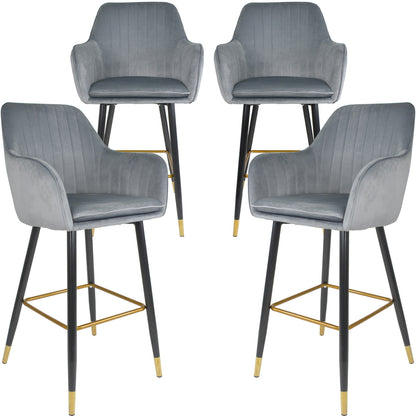 Silla Alta Tapizada Banco Sillon Eames Gris Terciopelo