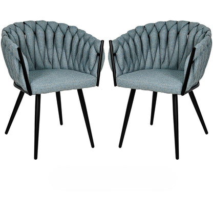 Silla Comedor Patron Tejido Elegante Moderno Verde Petróleo