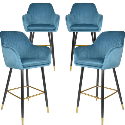 Silla Alta Tapizada Sillon Eames Azul Terciopelo