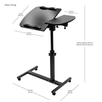 Mesa Para Laptop Portatil Ruedas Altura Ajustable