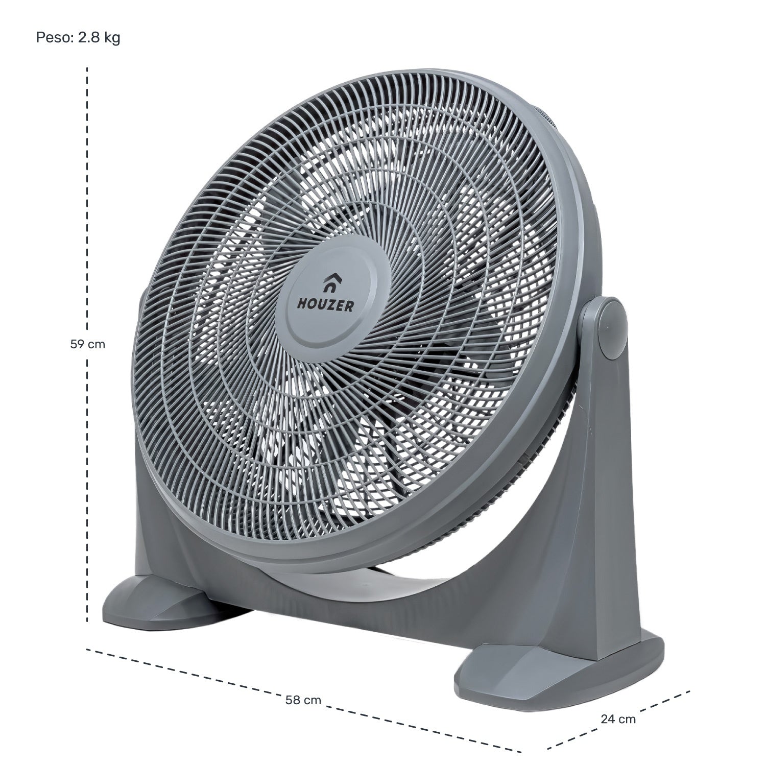 Ventilador De Piso 23 Gris 5 Aspas Potente Casa Hogar