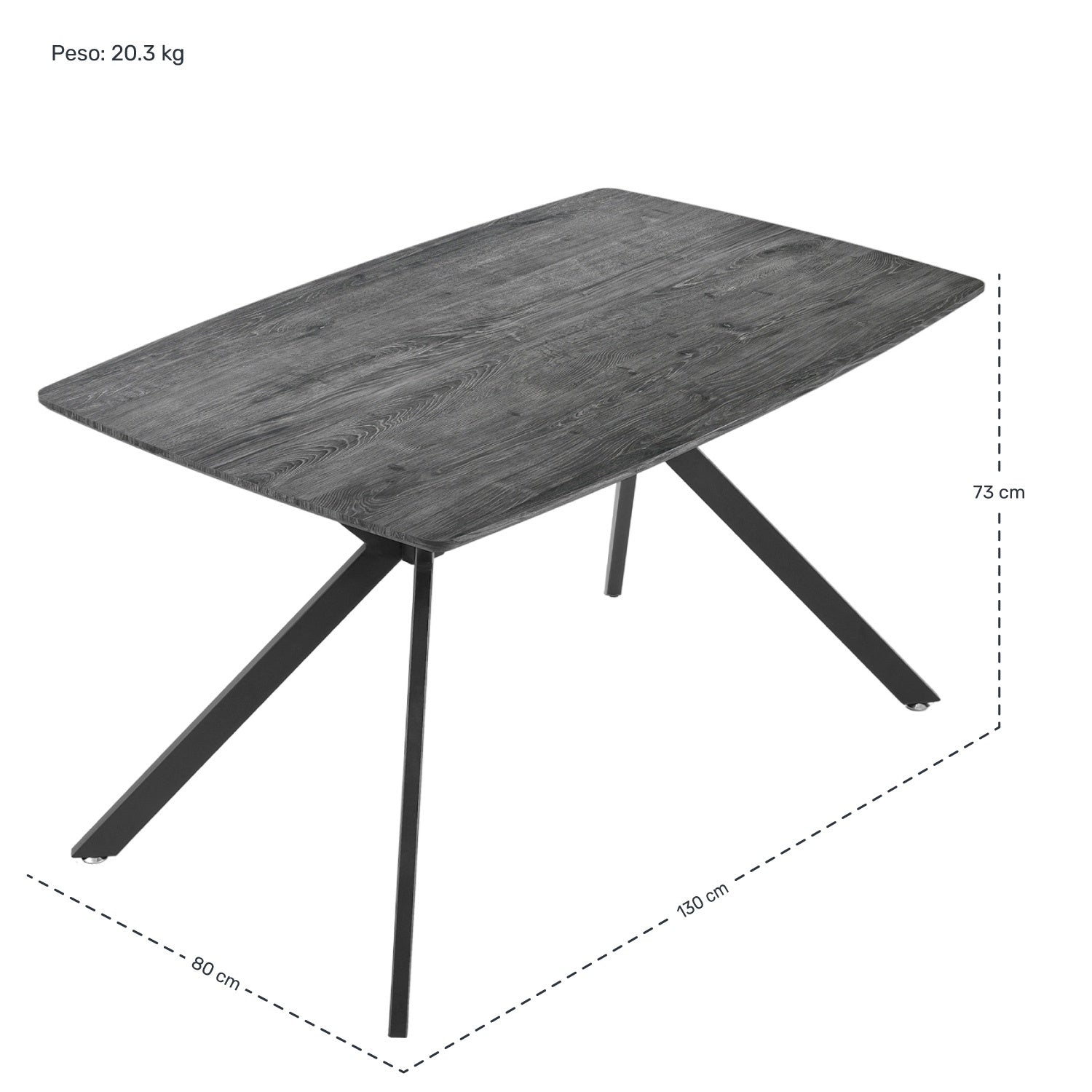 Mesa Comedor Nordico 4pers Gris Casa Hogar Lujo 130x80x74