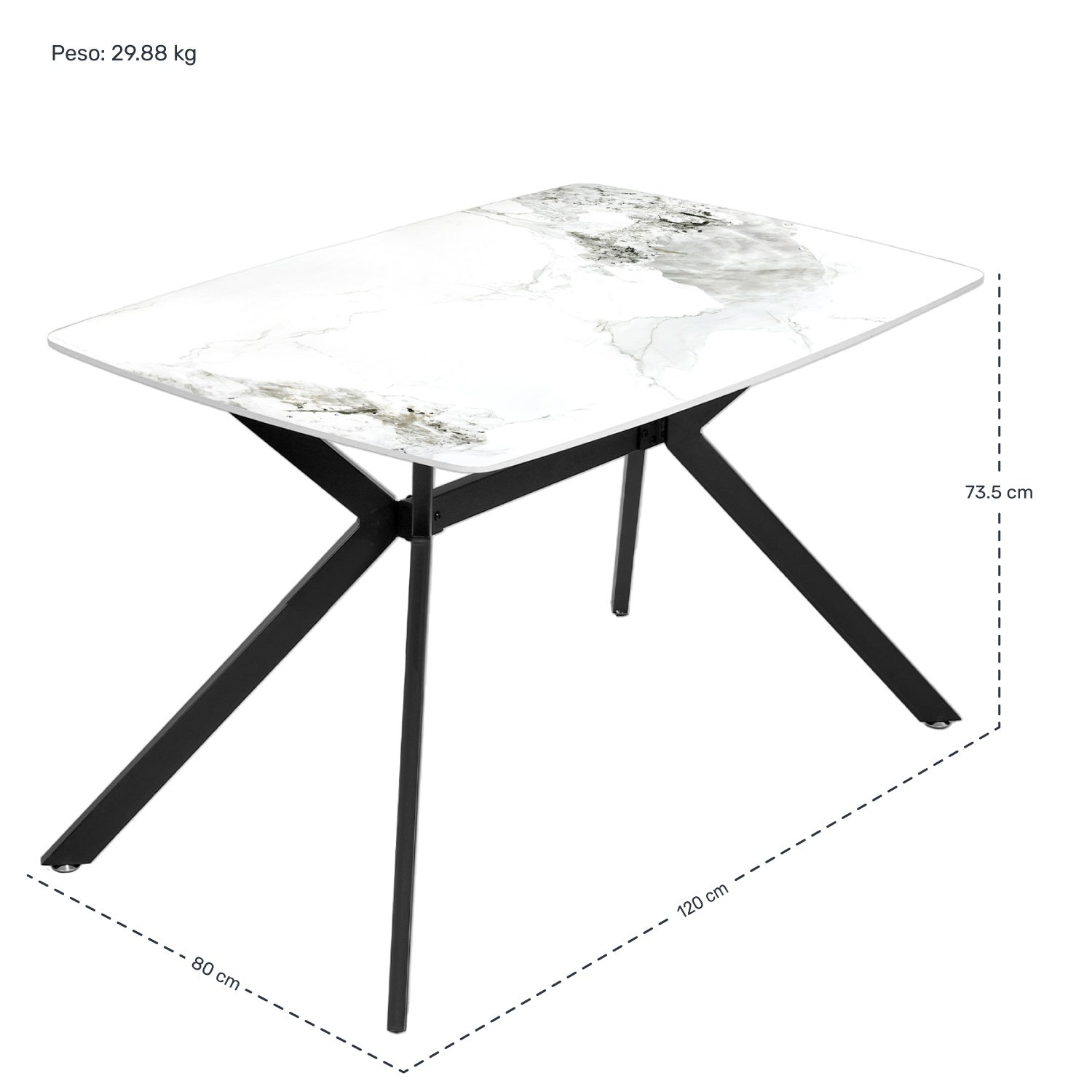 Mesa Comedor 4 Pers Marmol Granito Lujo Premium 120x80x74